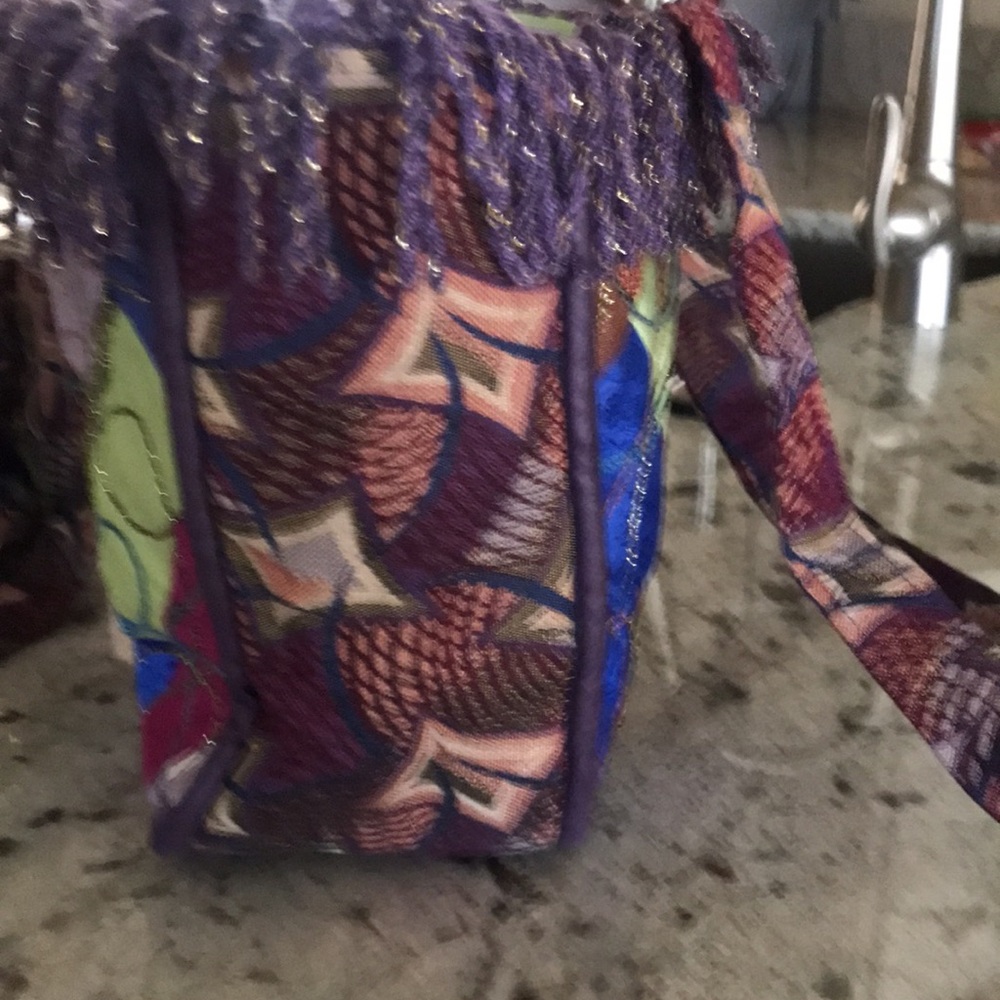 Patchwork Beaded Fringe Tote Bag - Multicolor. - Picture 8 of 11